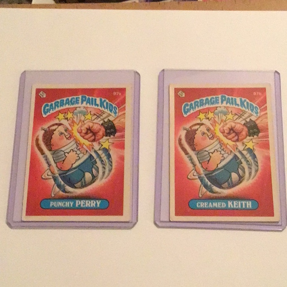 1986 Garbage Pail Kids Trading Cards - Punchy Perry  97 a & Creamed Keith 97 b